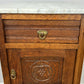 Bedside Table Antique French Style Marble Top Oak Cabinet Nightstand LOT 6244