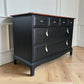 Stag Mid-Century Modern Black Chest of Drawers, Cherry Wood, Gold Leaf Knobs