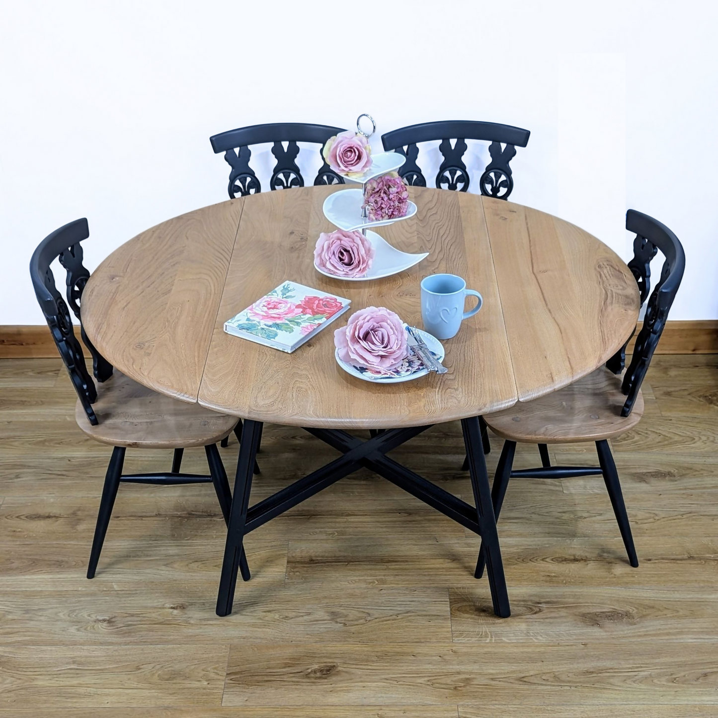 Ercol table & chairs - leaves up 1