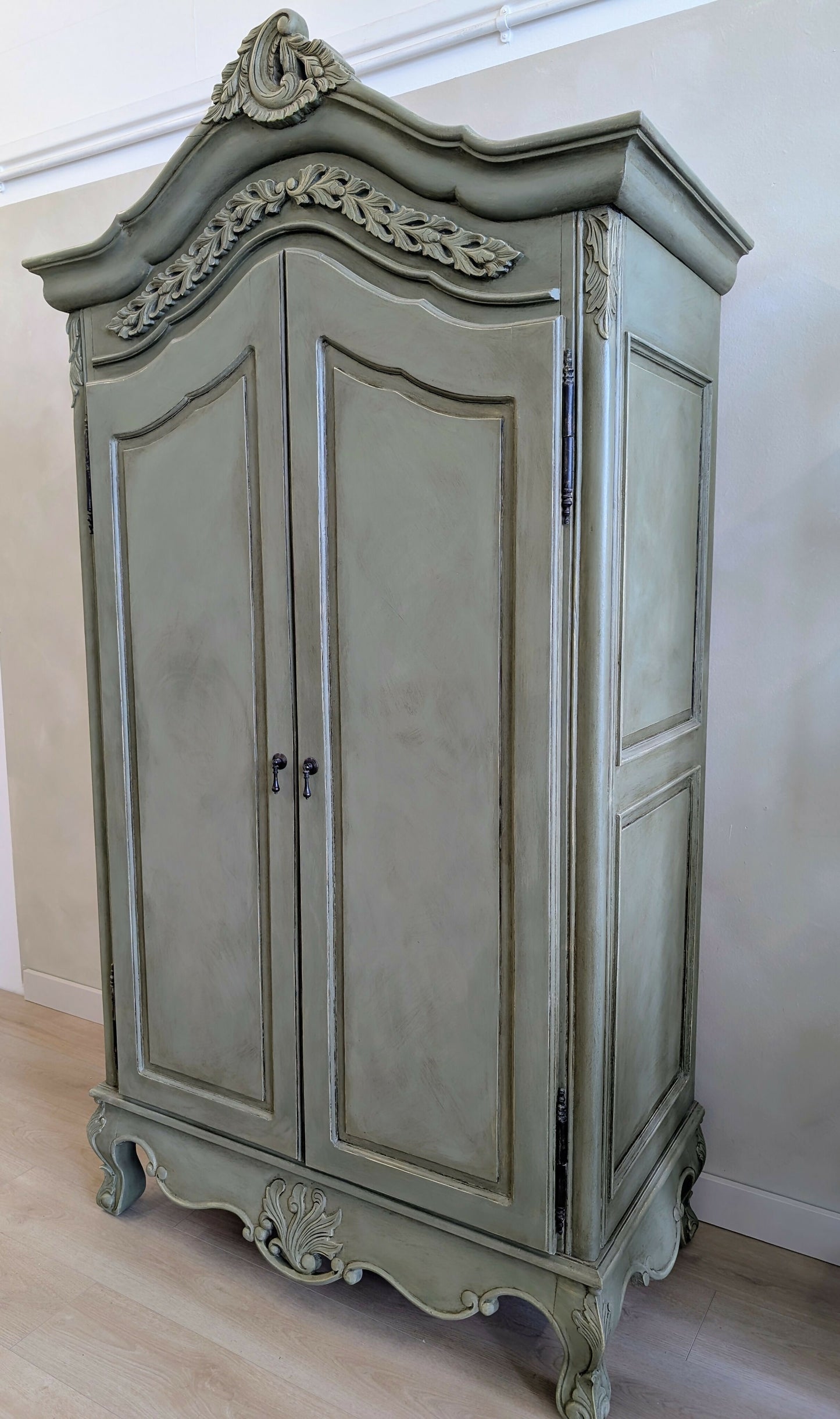 Vintage French Armoire Wardrobe | Hand Painted Double Wardrobe | Ornate French Bedroom Furniture