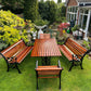 Black Vintage Cast Iron Patio Set adorned with Sapele Wood 3 seater Benches included