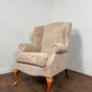 Vintage Style Cream Fabric Wingback Armchair