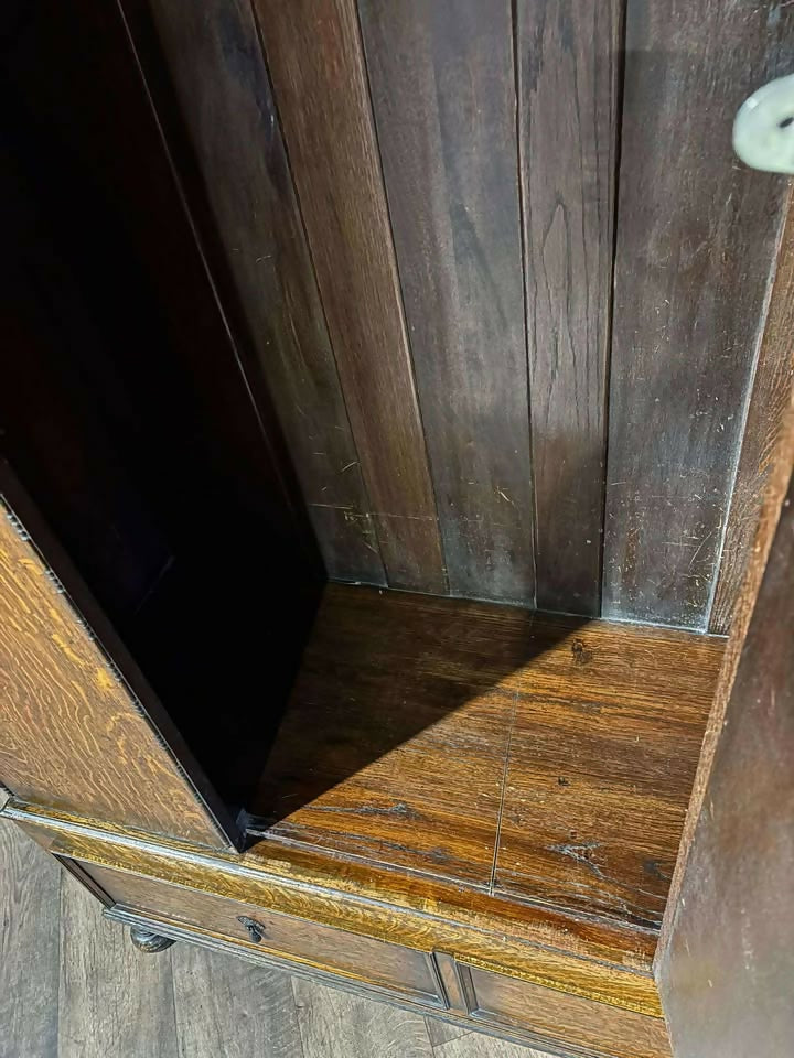Vintage Oak Wardrobe with Bevelled Mirrore