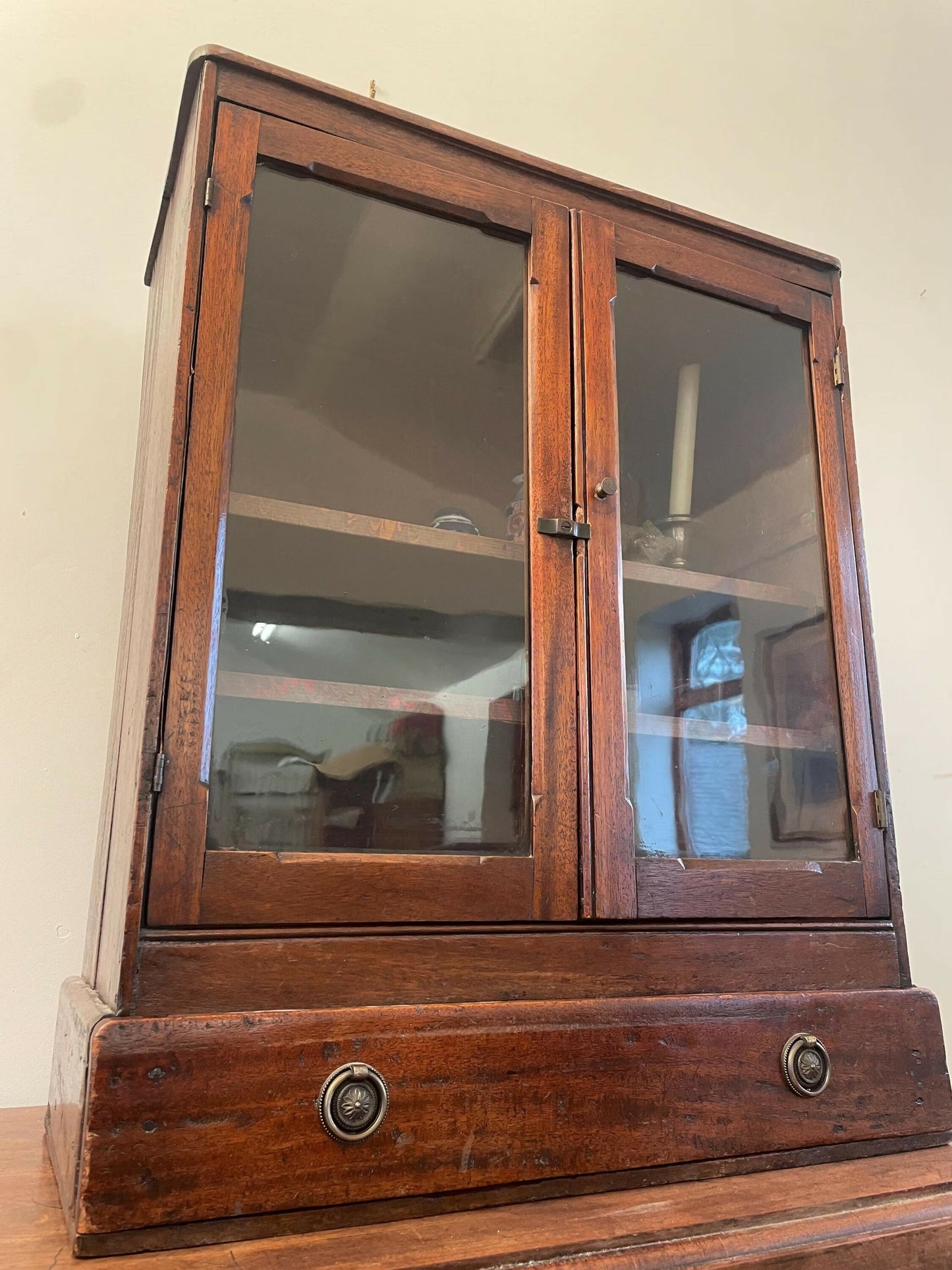 A 19th Century Mahogany Wall Vintage Display Cabinet