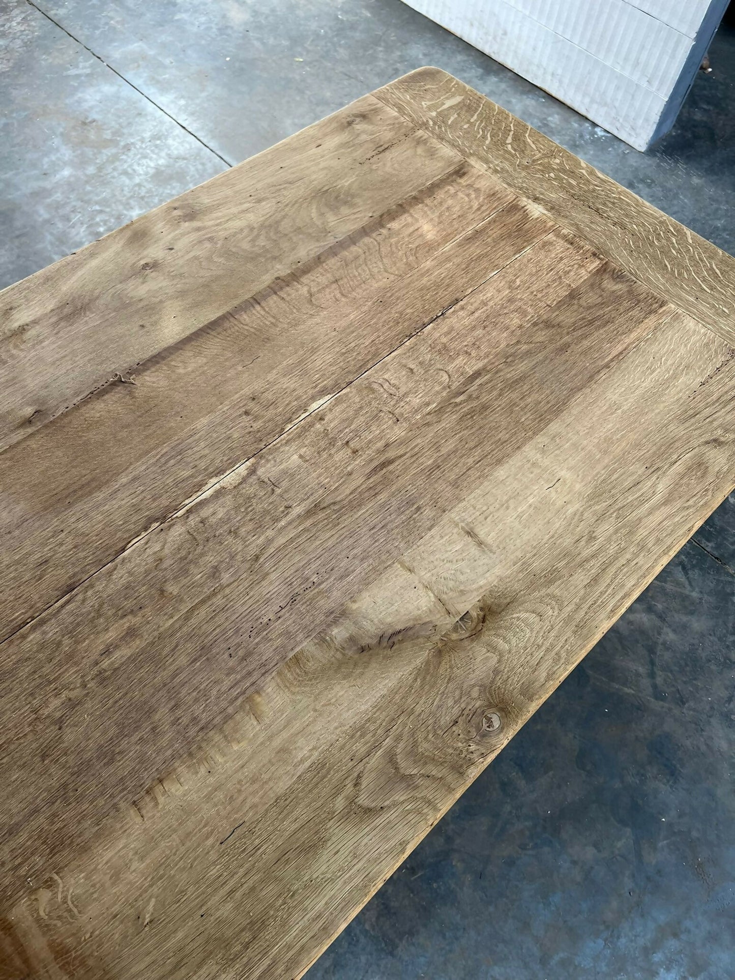 French Oak Farmhouse Kitchen Dining Table With Drawer