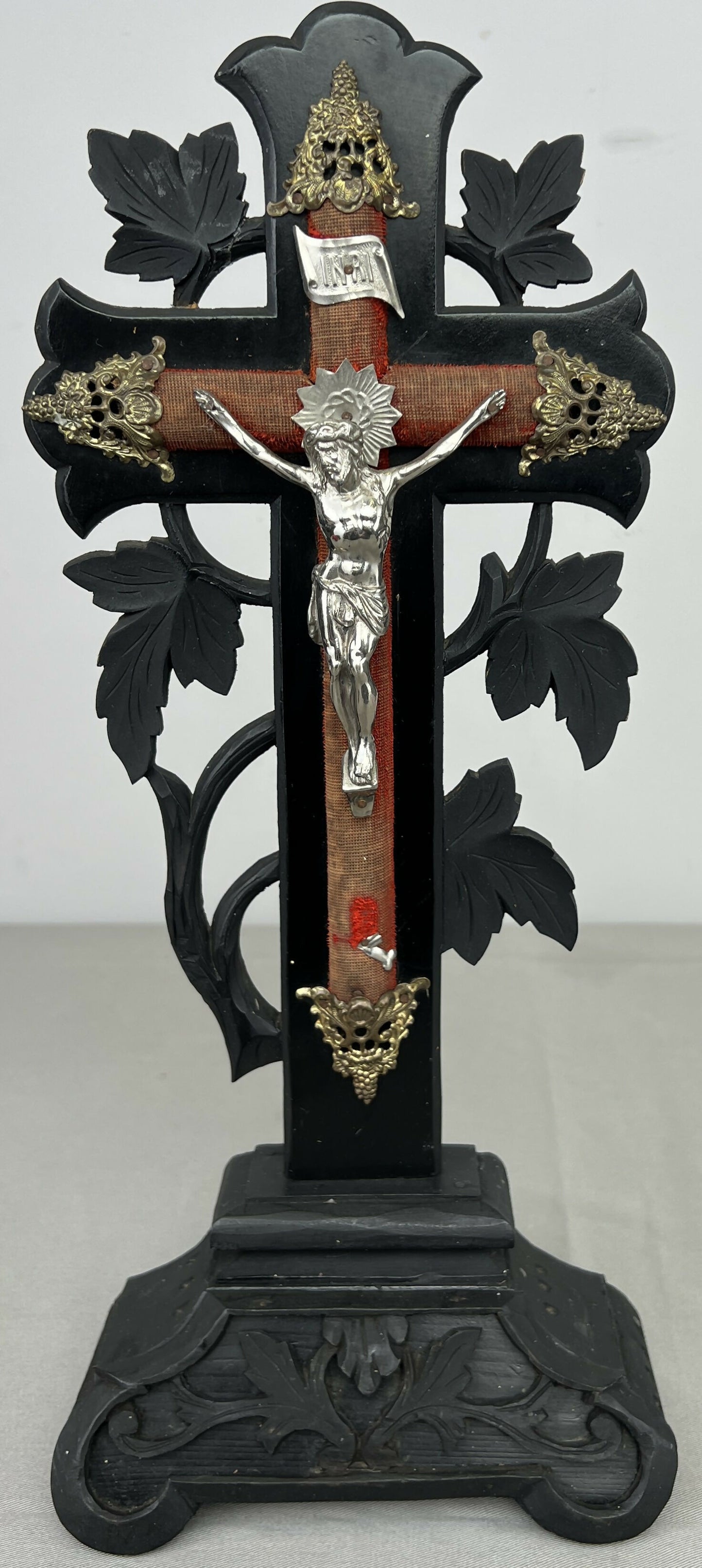 Crucifix Antique French Style Religious Ornate Cross Freestanding LOT 6440