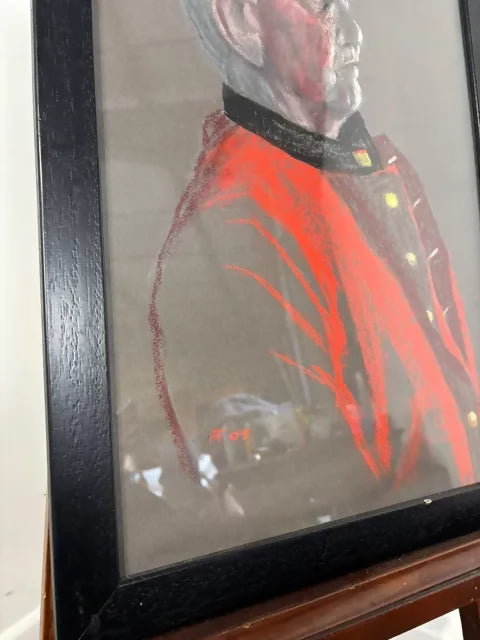 Framed Pastel Portrait of ‘Basil’ by Marion Tasker