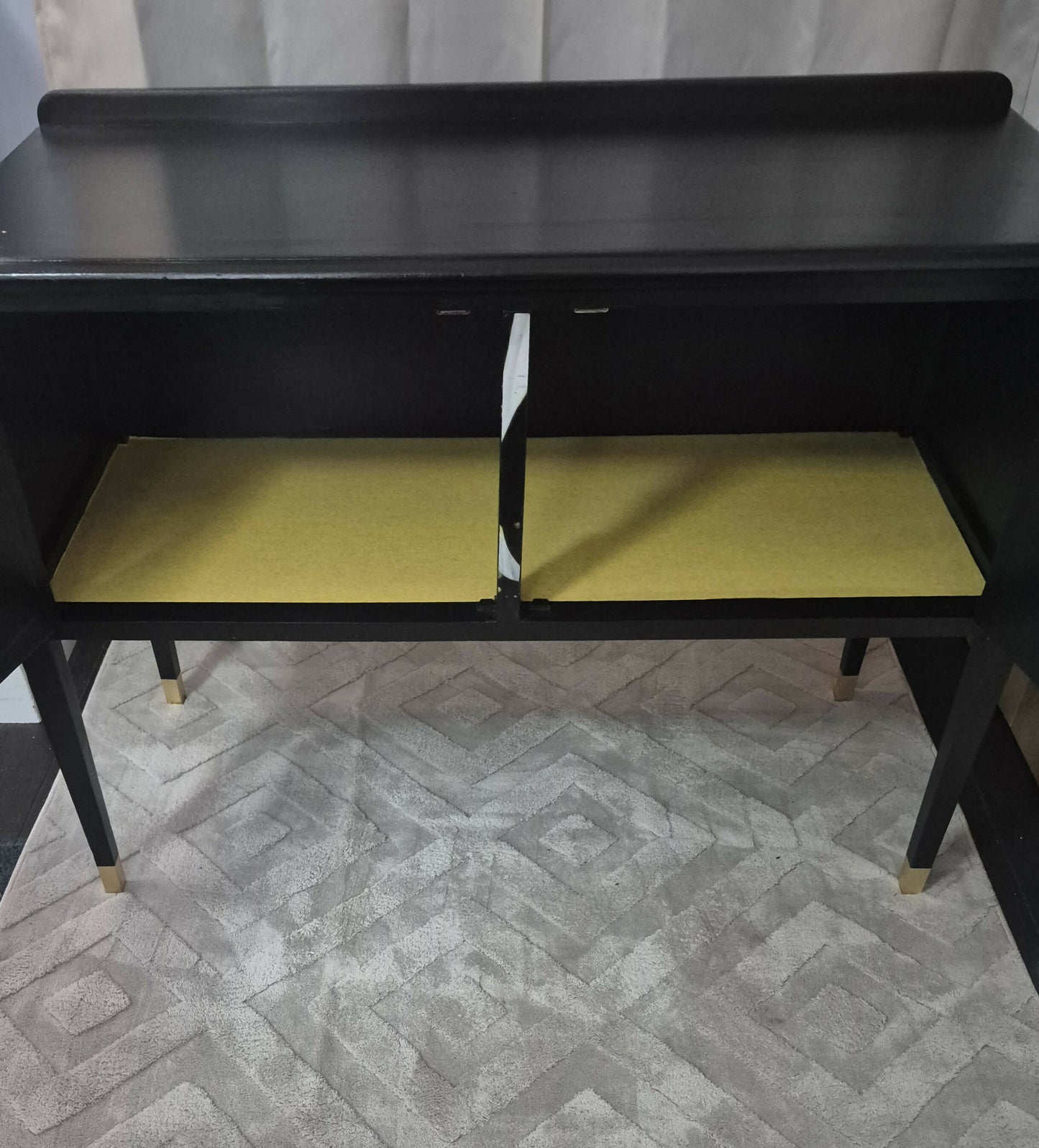 Upcycled Black Sideboard TV Stand with Zebra Print Doors | Gold Leaf Feet | Statement Cabinet | Opus Equus