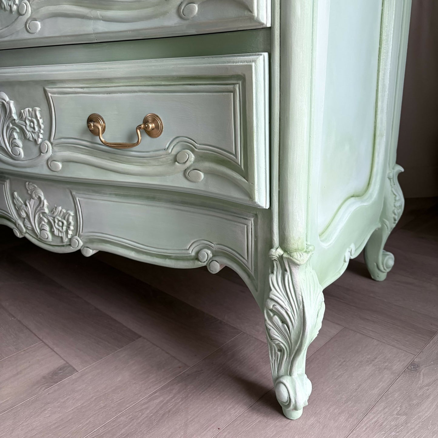 Vintage French Style Chest of Drawers - Hand Painted Mint Green