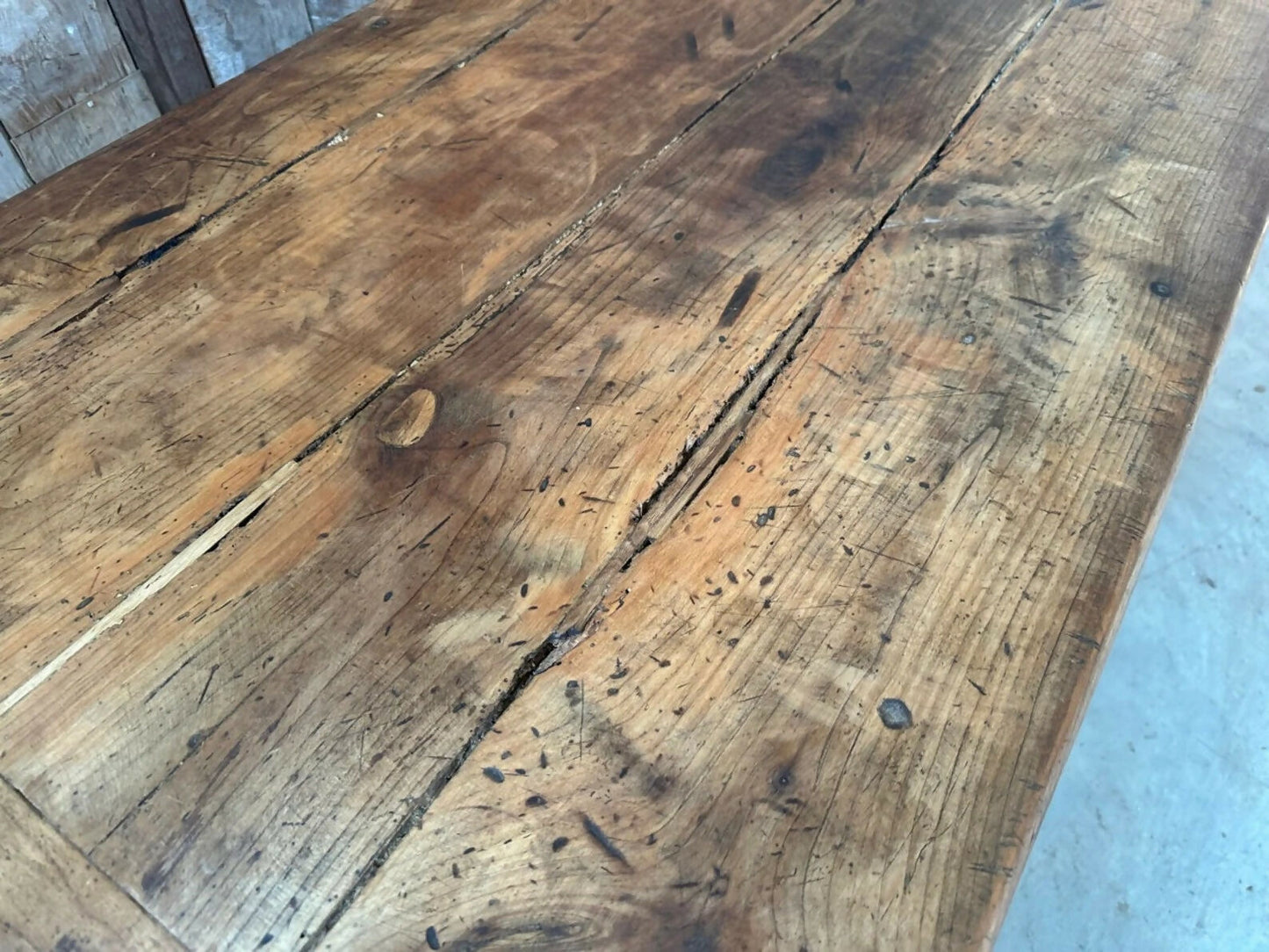 Antique French Fruitwood Refectory Farmhouse Dining Table, c1820. L201