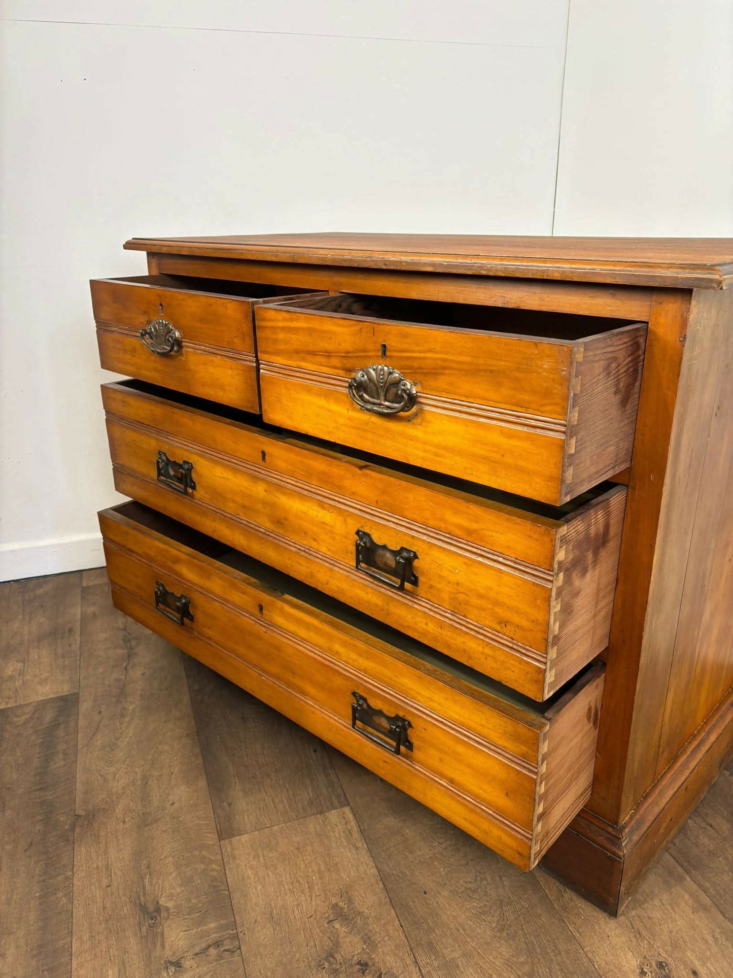 Edwardian Art Nouveau Style Satin Walnut Chest