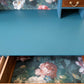 Chest of Drawers with Oval Mirror Antique Solid Wood & Painted with Botanical Drawer Interiors One of a Kind Statement Piece