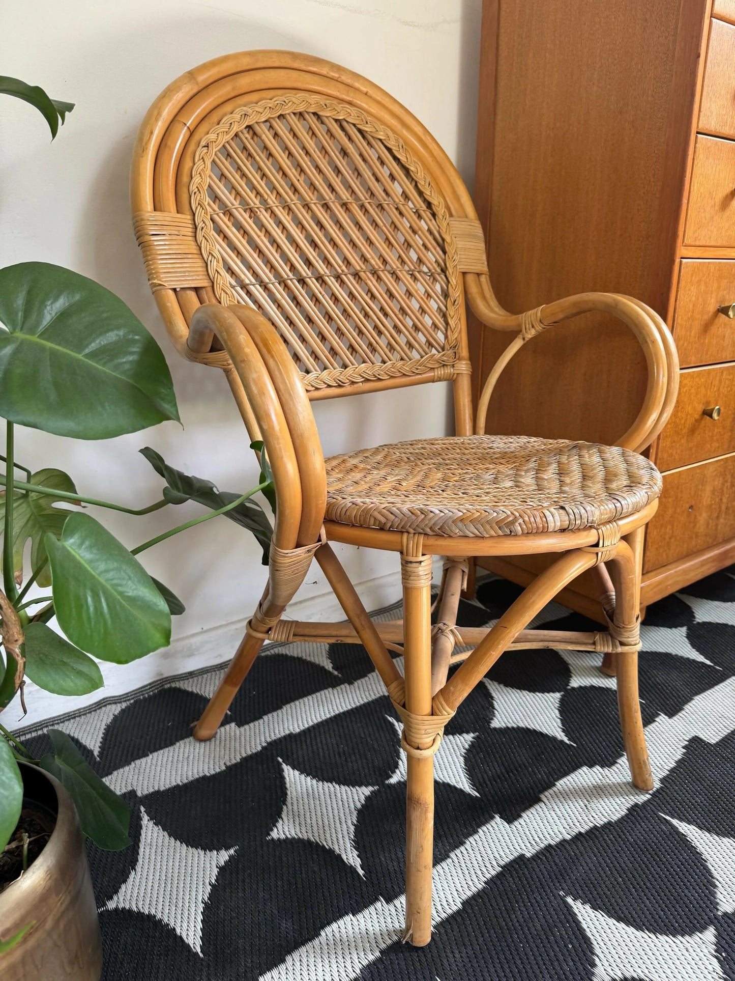 Mid Century Retro Vintage Bamboo Cane Chair