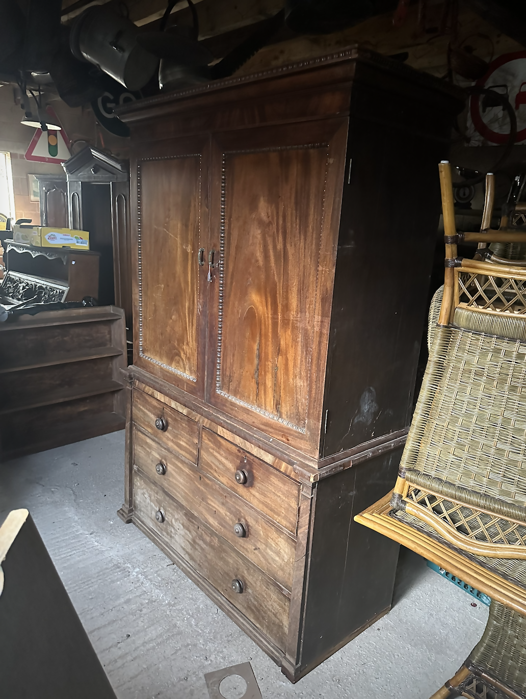 Large Gothic Linen Cabinet Cupboard