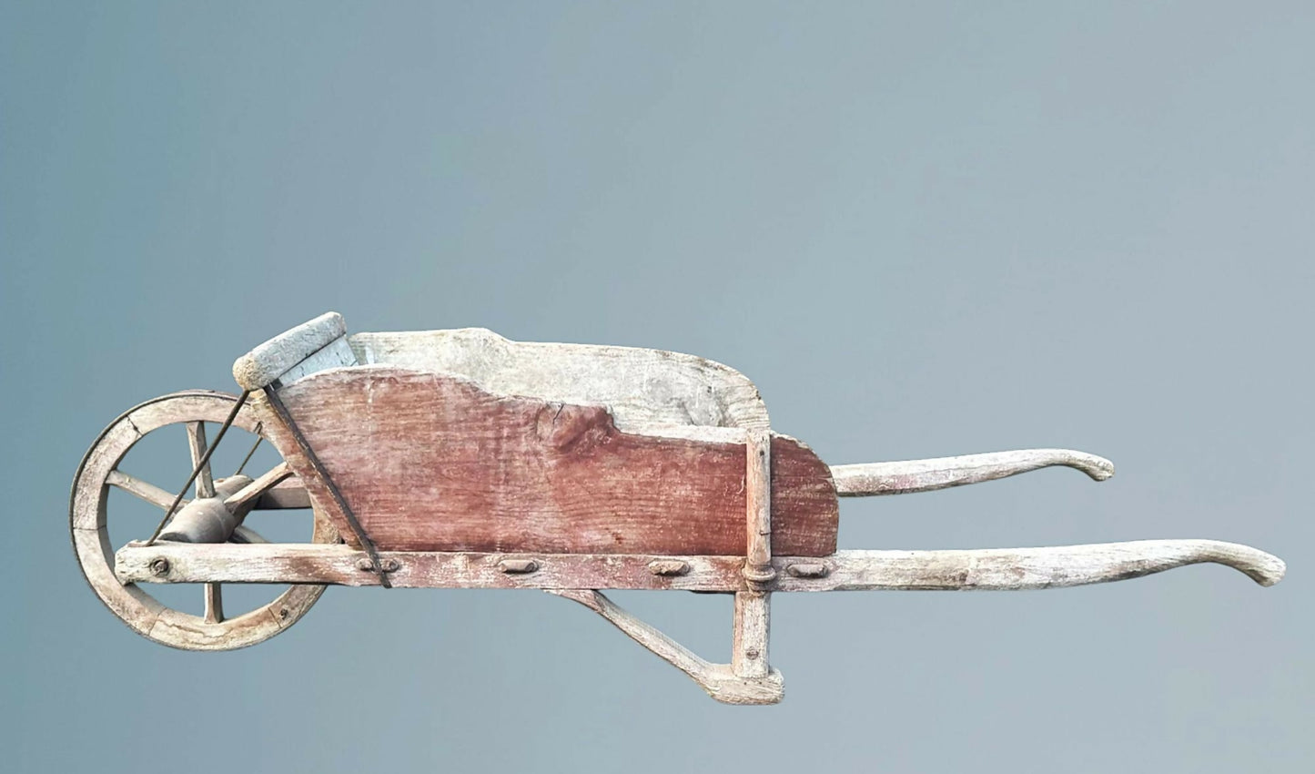 Vintage Antique Rustic French Wheelbarrow, Early 1900s