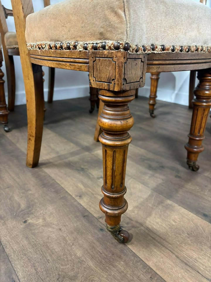 Victorian Set of Six Carved Walnut Dining Chairs