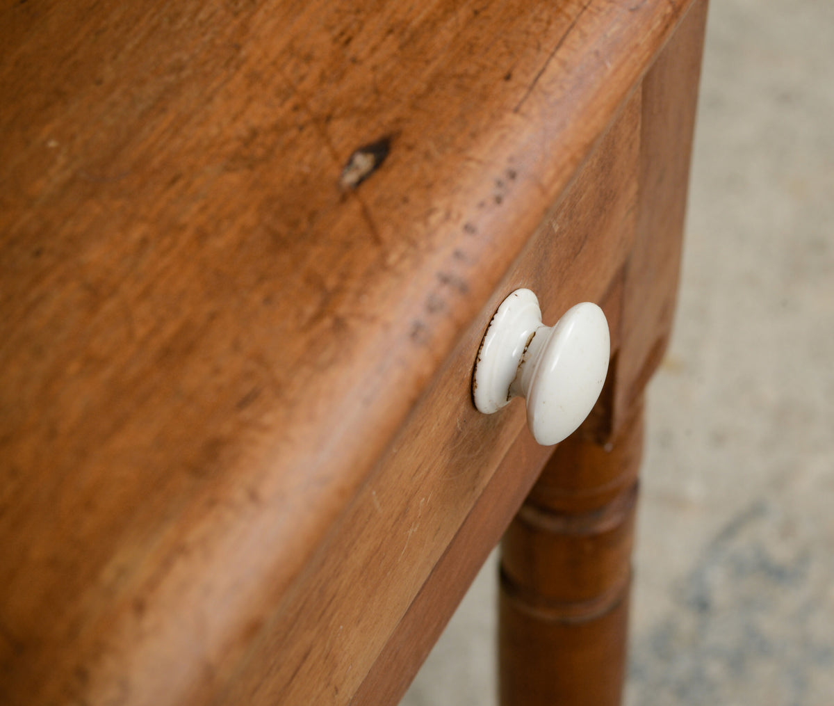 Antique Pine Rustic Console Table Hall Table with Ceramic Handles
