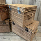 Original large French linen wicker baskets