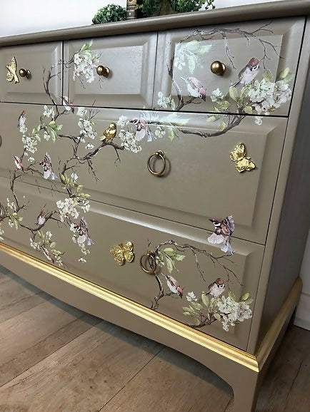 Neutral Blossom flight Stag Chest of Drawers