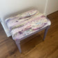 Vanity stool. Aubergine paint and matching fabric Height46cm, depth 40 cm length 50 cm