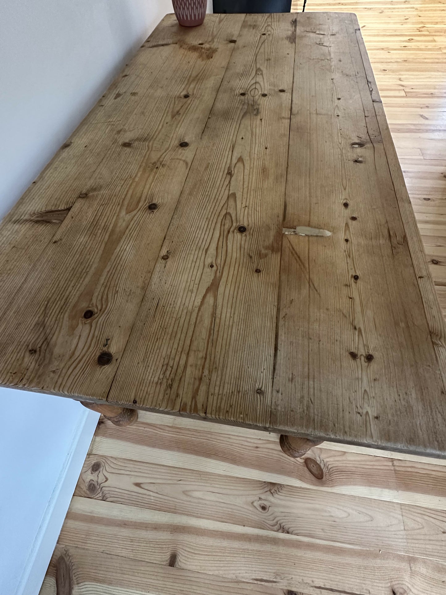 Vintage Farmhouse Dining Table Rustic Large Farmhouse Solid Stripped Pine