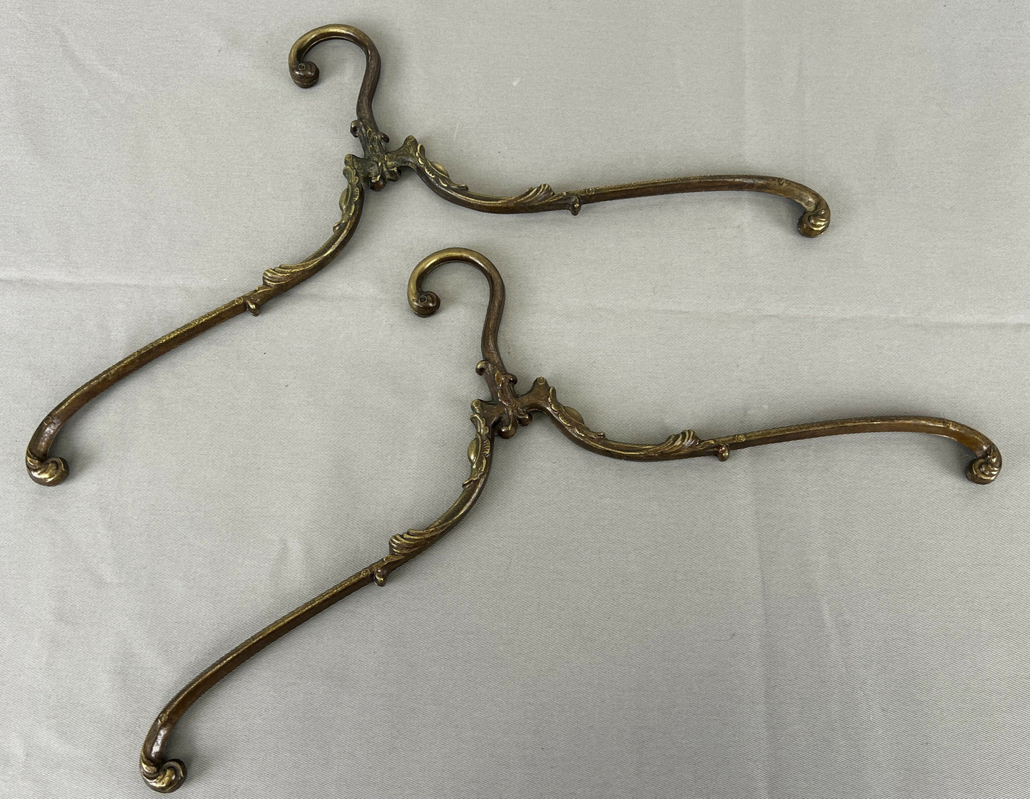 Clothes Hangers Vintage Style Brass Set of Two Ornate Hangers LOT 6432