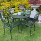 Ornate Vintage Green Patio Set With 4 Chairs
