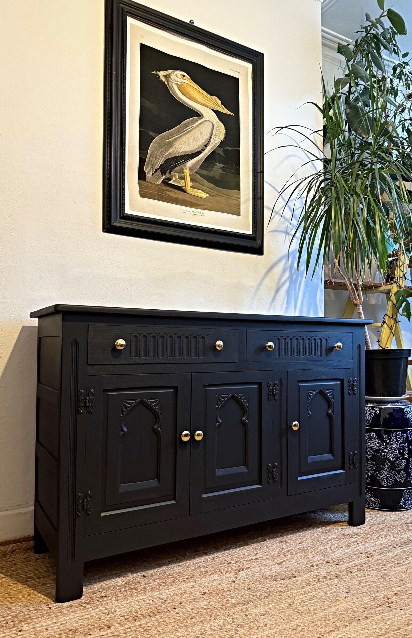 Newly refurbished oak sideboard black by Webber furniture