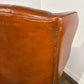 Tan Leather Chesterfield Style Wingback Armchair