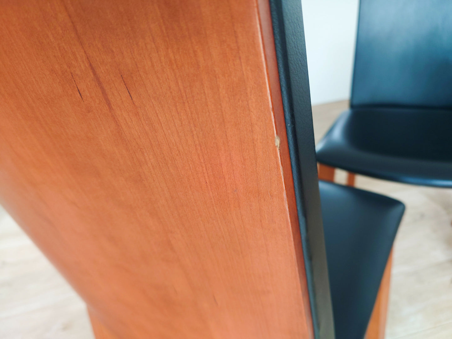Per Hansbaek For Skovby Sm51 Danish Cherry Wood And Leather Dining Chairs