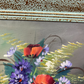 Painting Vintage French Floral Vase Red Purple Flower Signed Framed LOT 3878