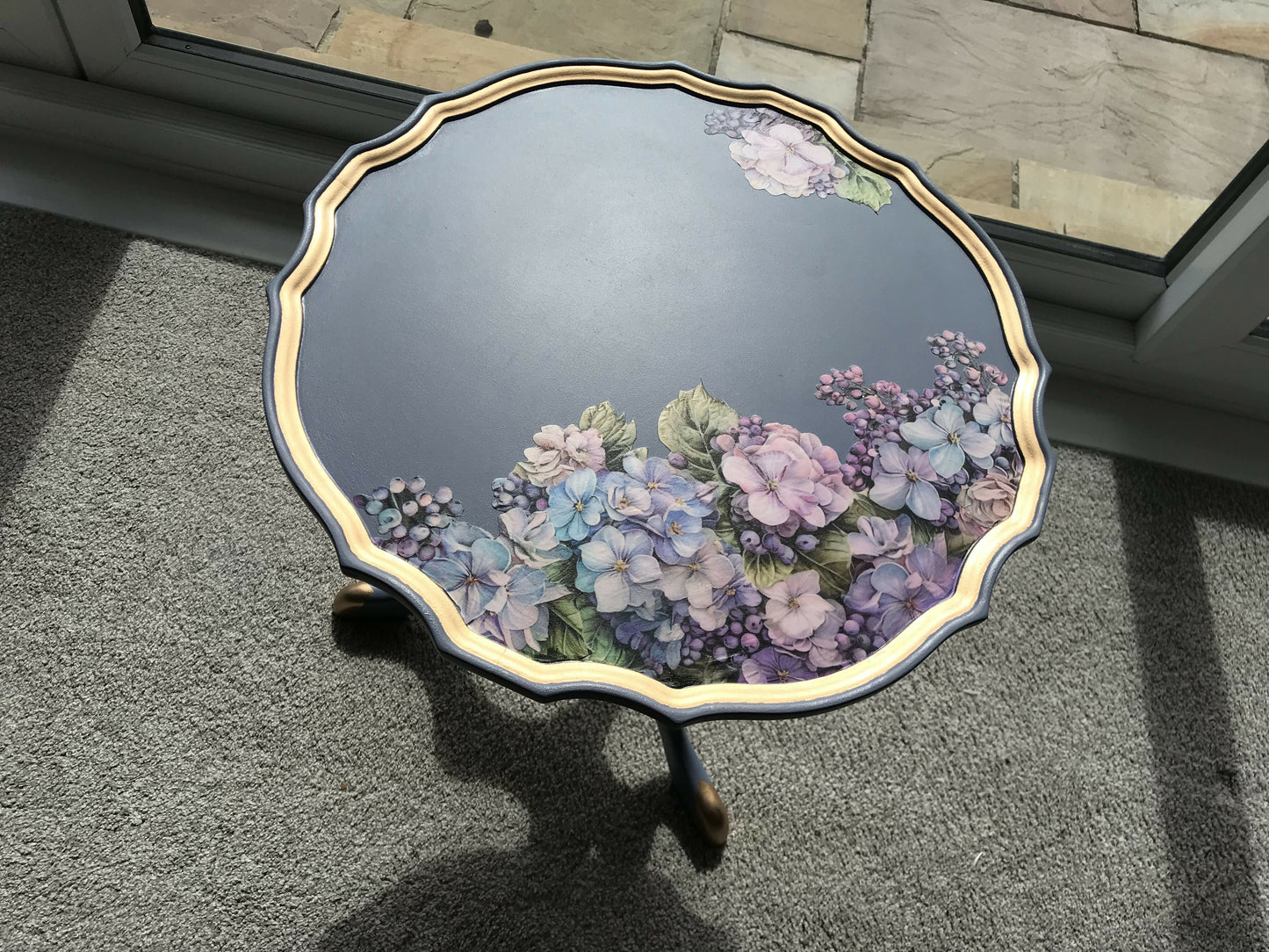 Vintage Side Table with Floral Decoupage
