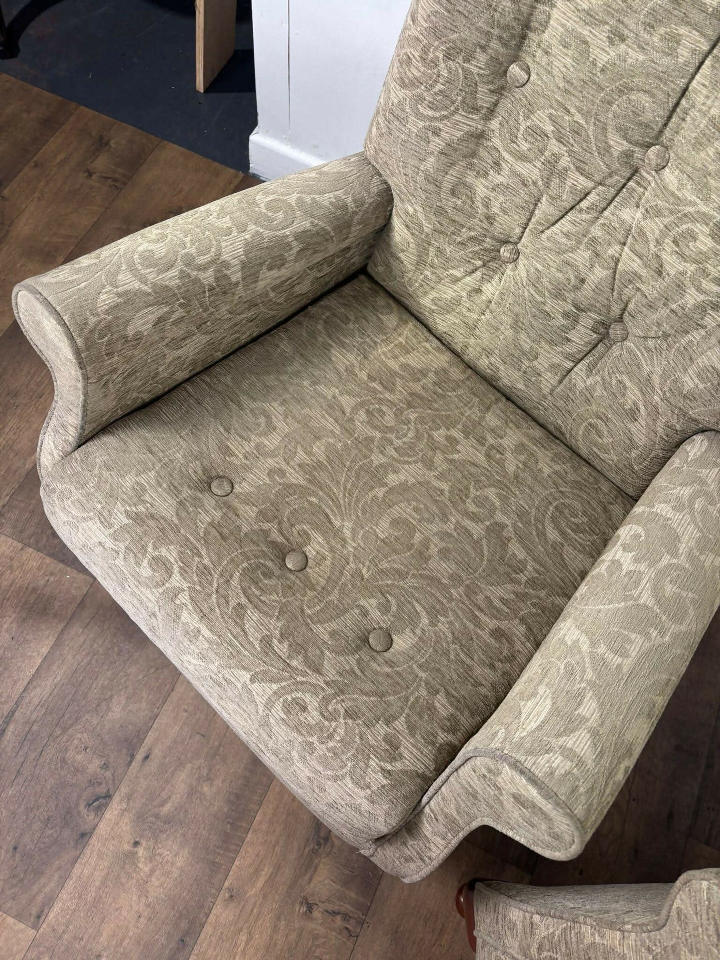 Pair of Reproduction Button Backed Upholstered Armchairs