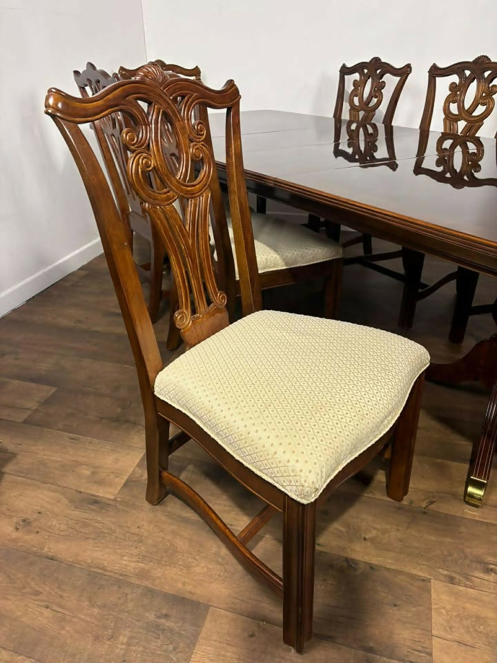 Reproduction Mahogany Twin Pedestal Dining Table Suite
