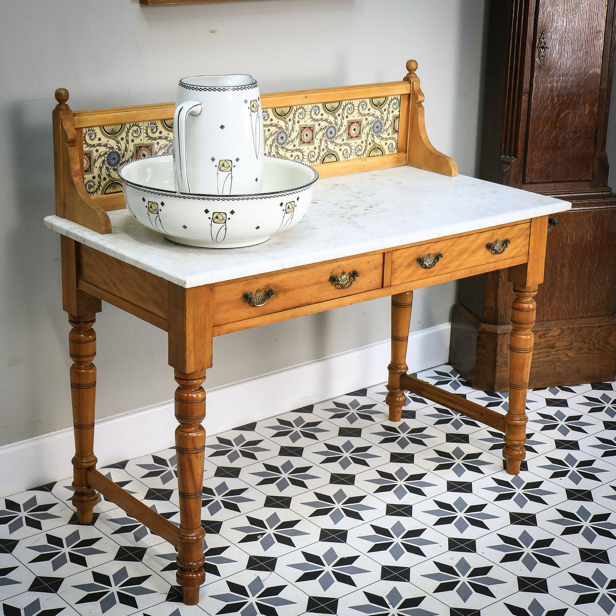 Antique Marble Top Wash Stand Side Table Kitchen Side Table