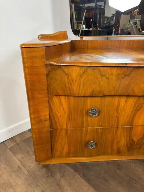 Vintage Art Deco Walnut Wilkin Dressing Table