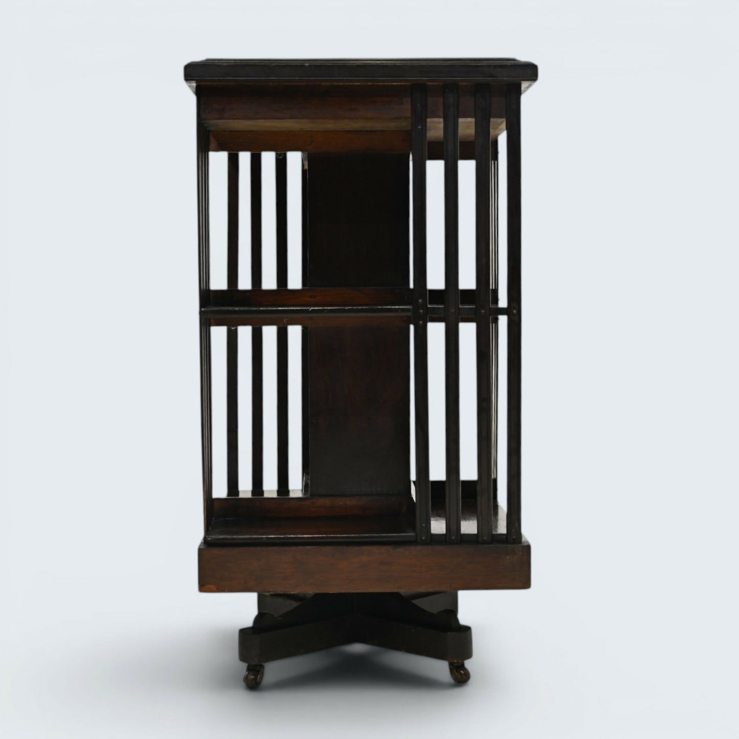 Edwardian Revolving Bookcase With 2 Tiers And Marquetry Decoration FREE Delivery