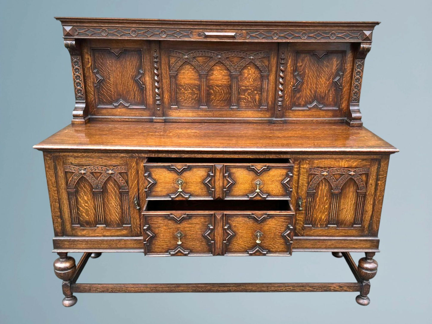 Carved Oak Jacobean Style Sideboard