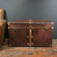English handmade luxury leather steamer trunk - Vintage style - hand dyed