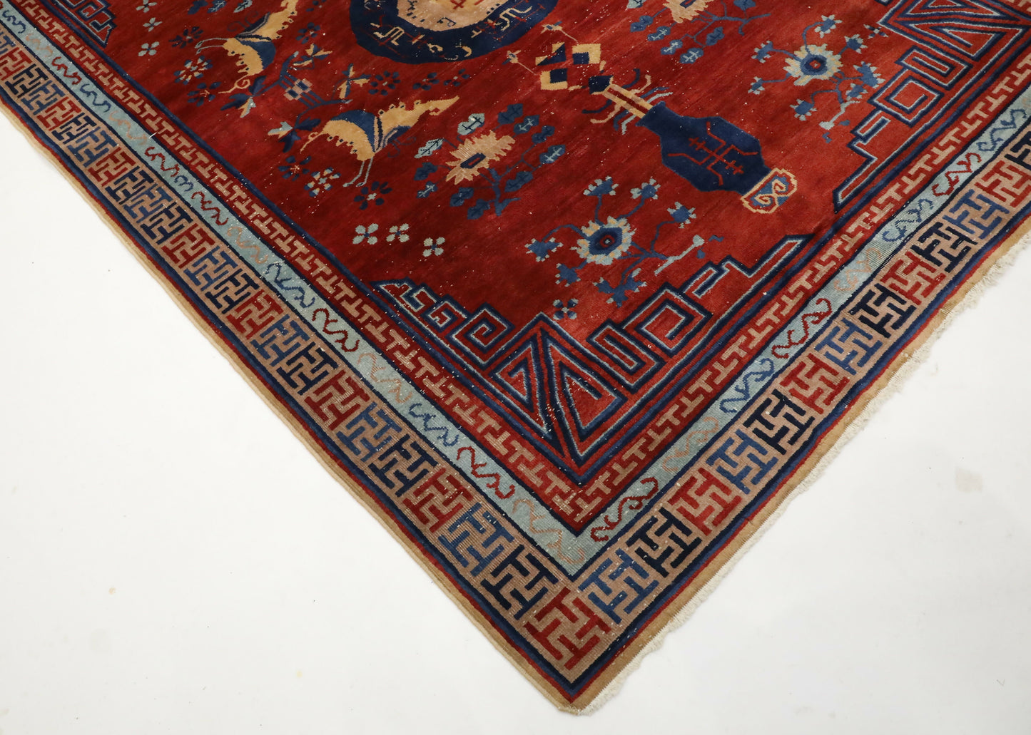 Antique Handmade Chinese Khotan Rug/Carpet Geometric Design FREE UK Delivery. SBR7123/2704B