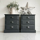 Set of 3 - Painted solid Pine Chest of Drawers and Pair of Bedside Tables in Charcoal Grey