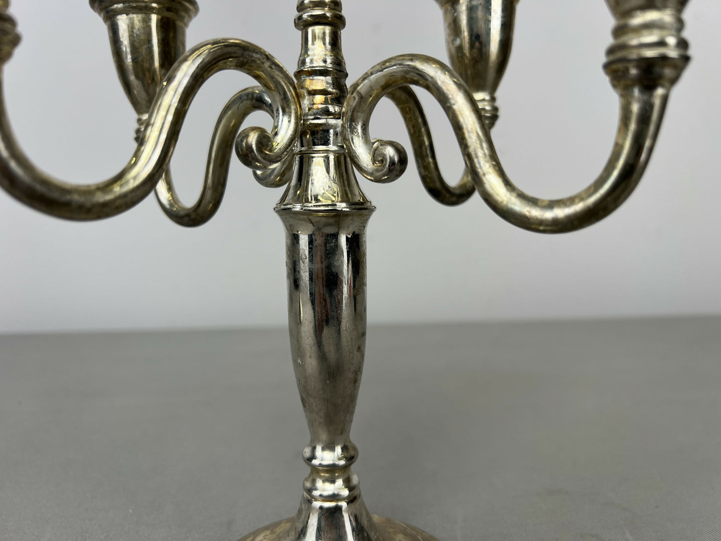 Pair of Candelabras Vintage French Style Metal Five Arm Candle Holders LOT 6481
