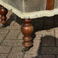 William IV Library Vintage Armchair With Mahogany Frame, On Brass Castors.