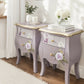 Hand-Painted Lavender Floral Bedside Tables | Vintage Upcycled Nightstands (Pair)