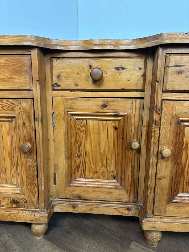 Vintage Stripped Pine Dresser Base / Sideboard