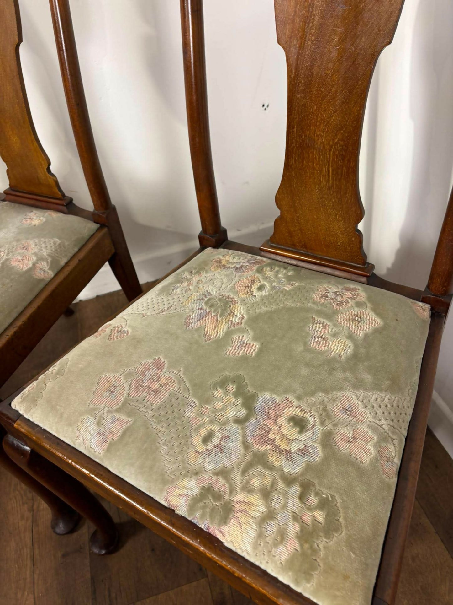 Set of Four Vintage Mahogany Dining Chairs Including Carver