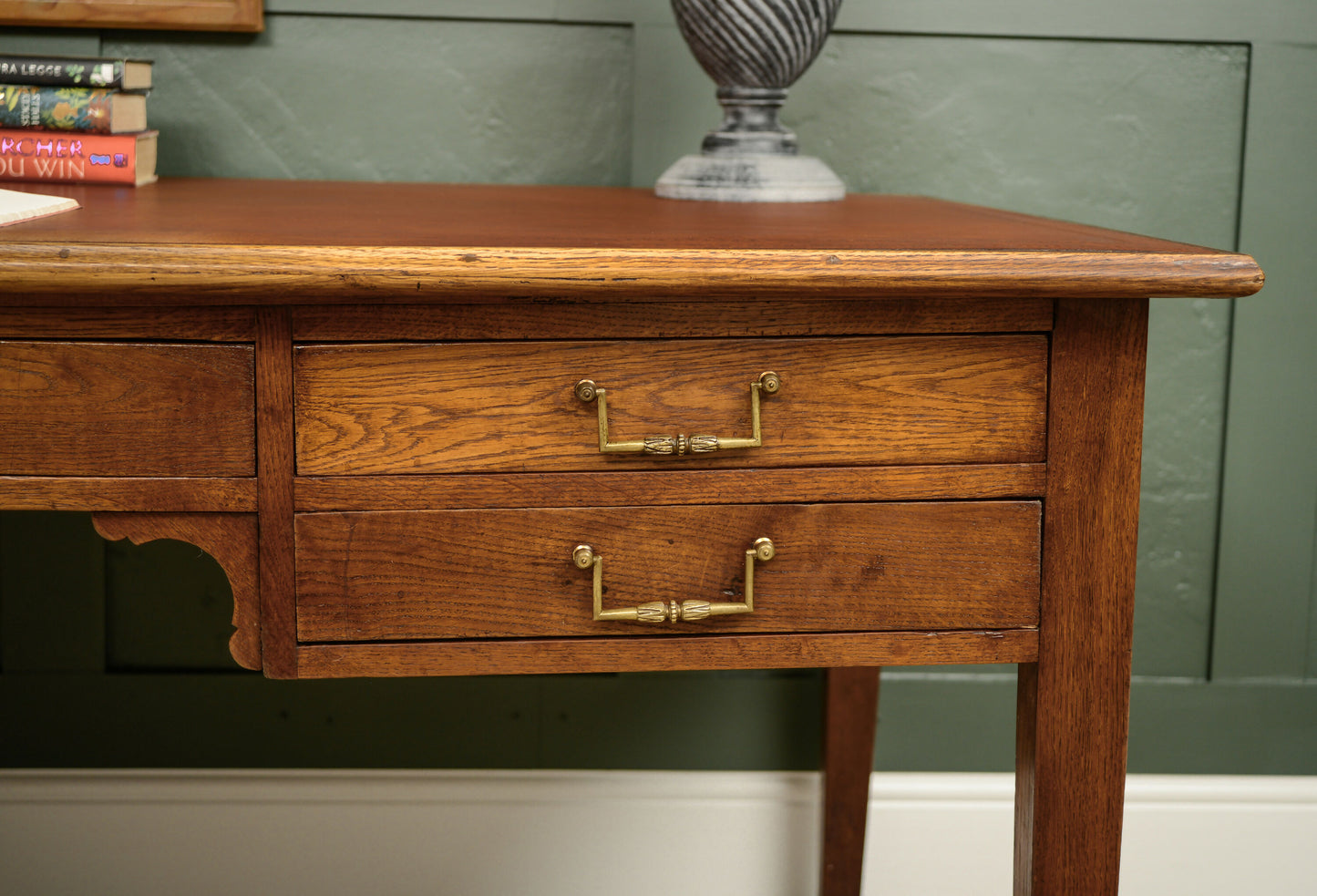 Huge Antique Oak Desk with Leather Top - 180 x 100 cm
