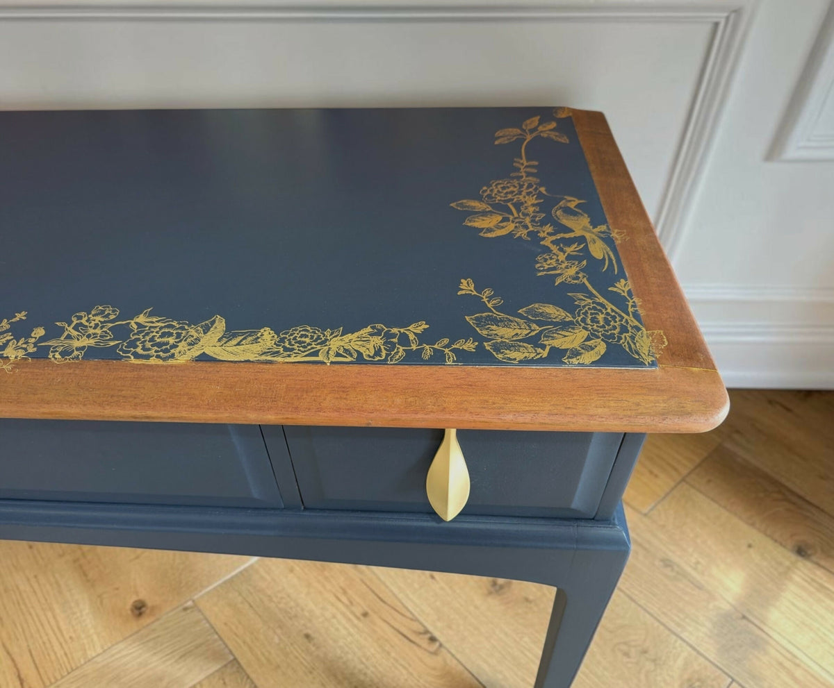 Stag minstrel navy blue gold console table dressing table desk