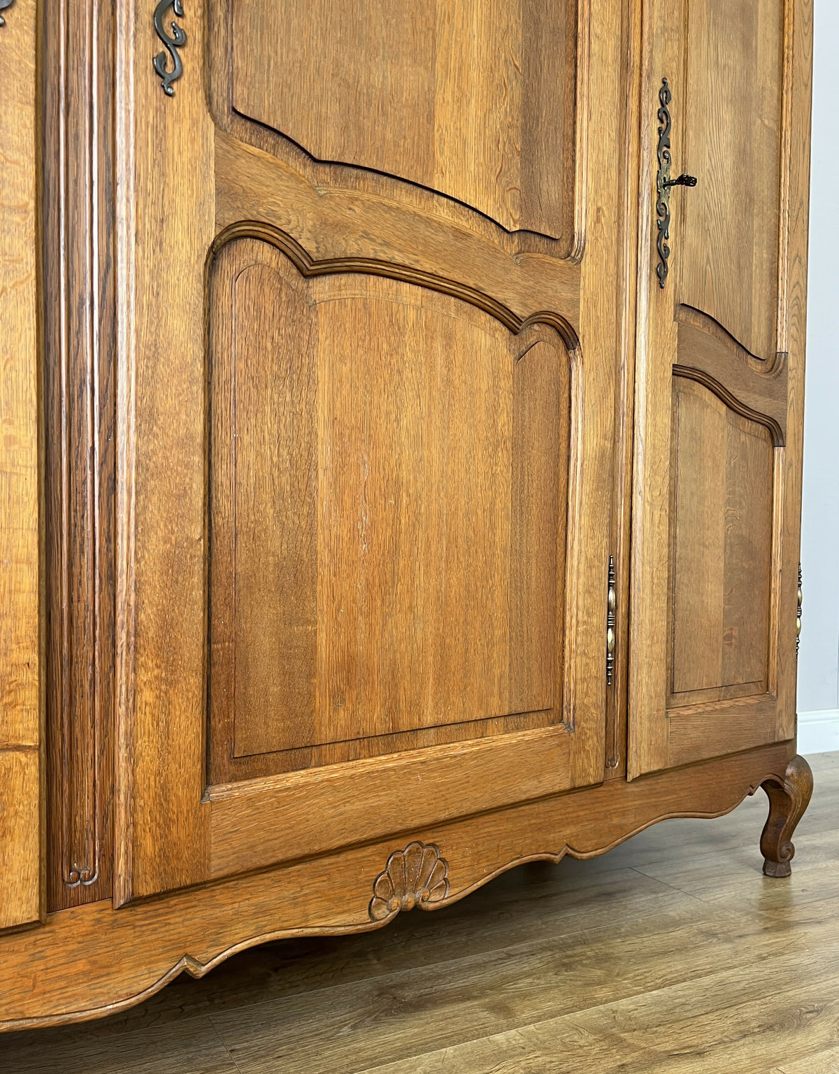Wardrobe Vintage French Louis XVI Style Oak Three Door Carved Armoire LOT 6508