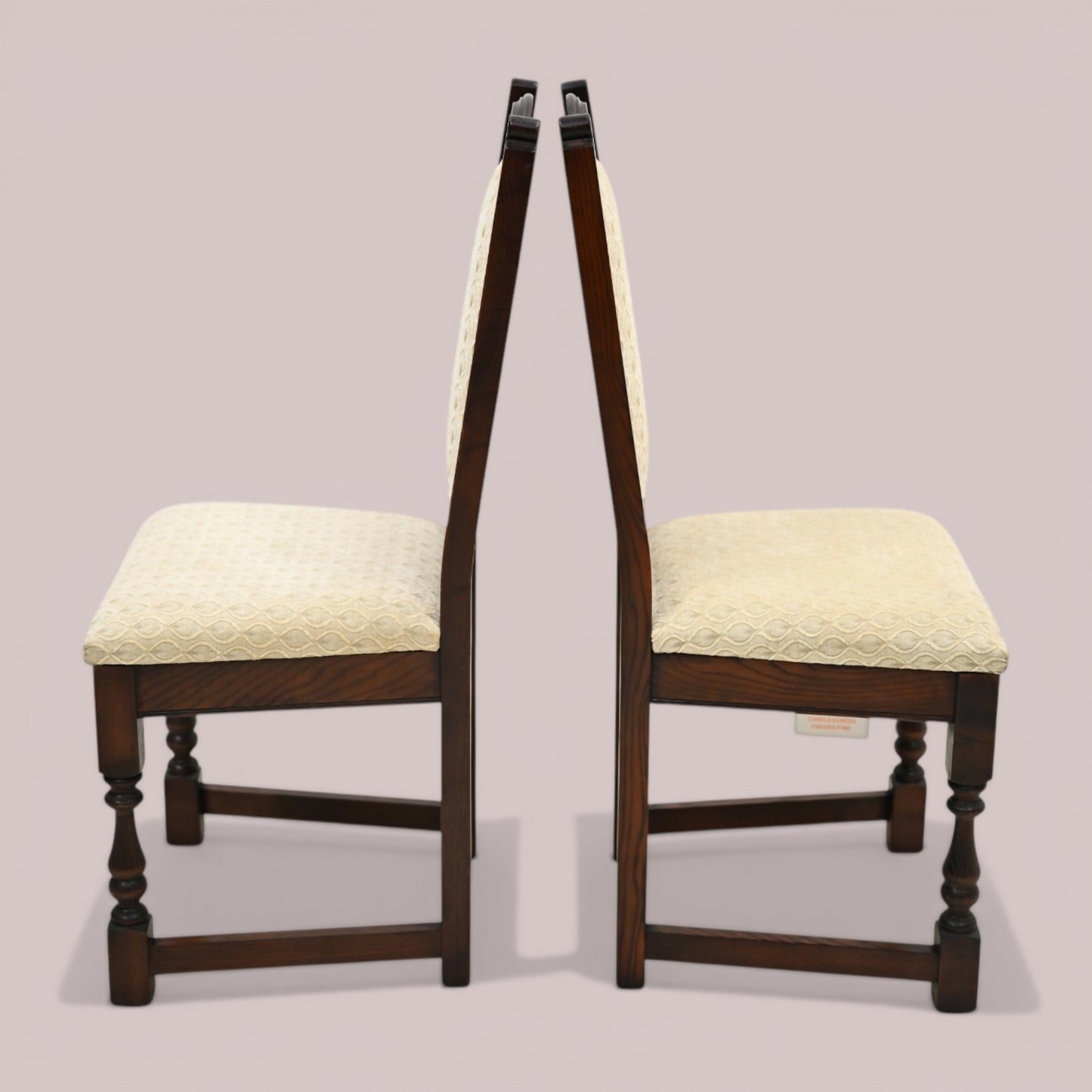 2 Old Charm Dining Chairs Solid Oak Tudor Brown Finish EXC FREE UK Delivery